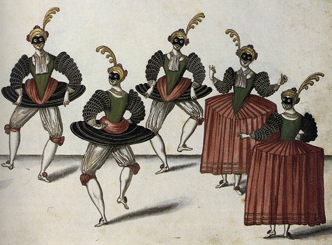 Daniel Rabel - Le ballet royal de Dowager de Bilbao’s -1626. 
L’usage du masque omni présent.