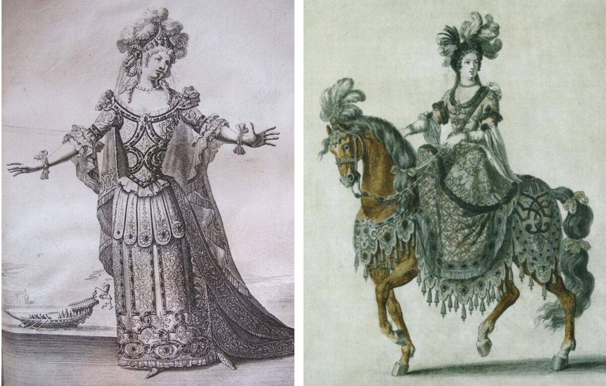 Hermione par Bérain, années 1680. / Costume de carrousel par Bérain, années 1670.