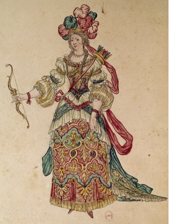 Personnage de princesse par Bérain, années 1680